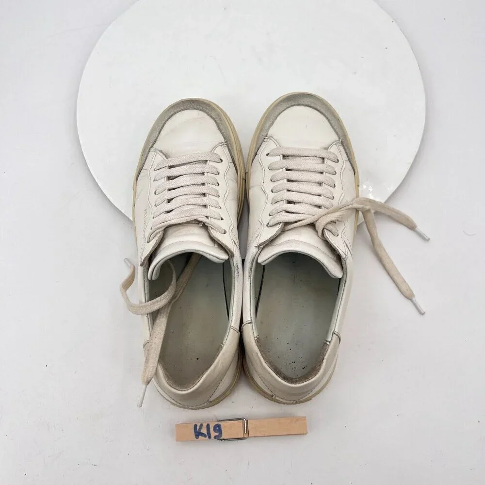 Axel Arigato Clean 90 Women Sz 7.5 White Leather Grey Suede Low Top Casual Shoes